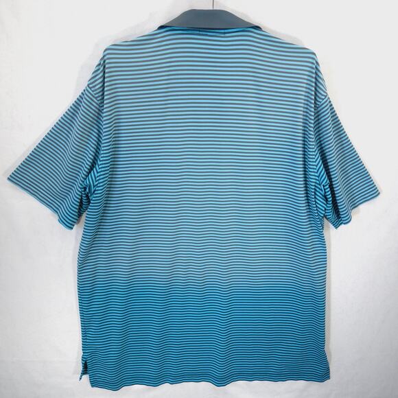 Peter Millar Summer Comfort Polo Mens XL Blue Striped Golf Performance St Ives - Picture 4 of 8